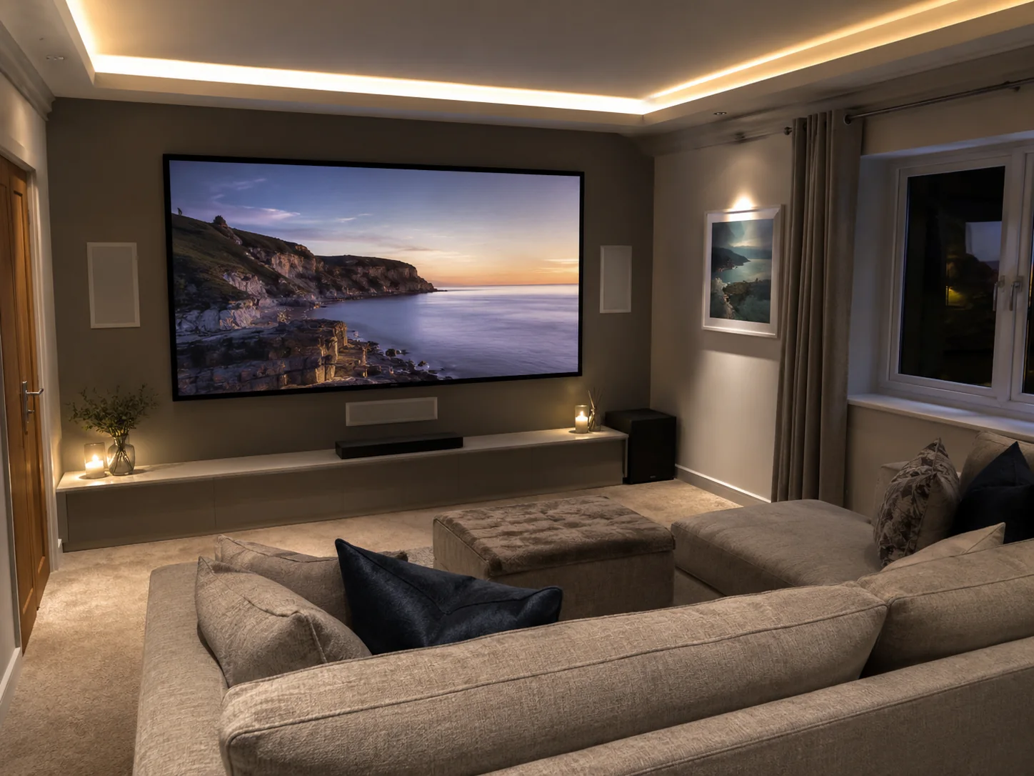 Standing TV installation in a bright Swanage coastal living room